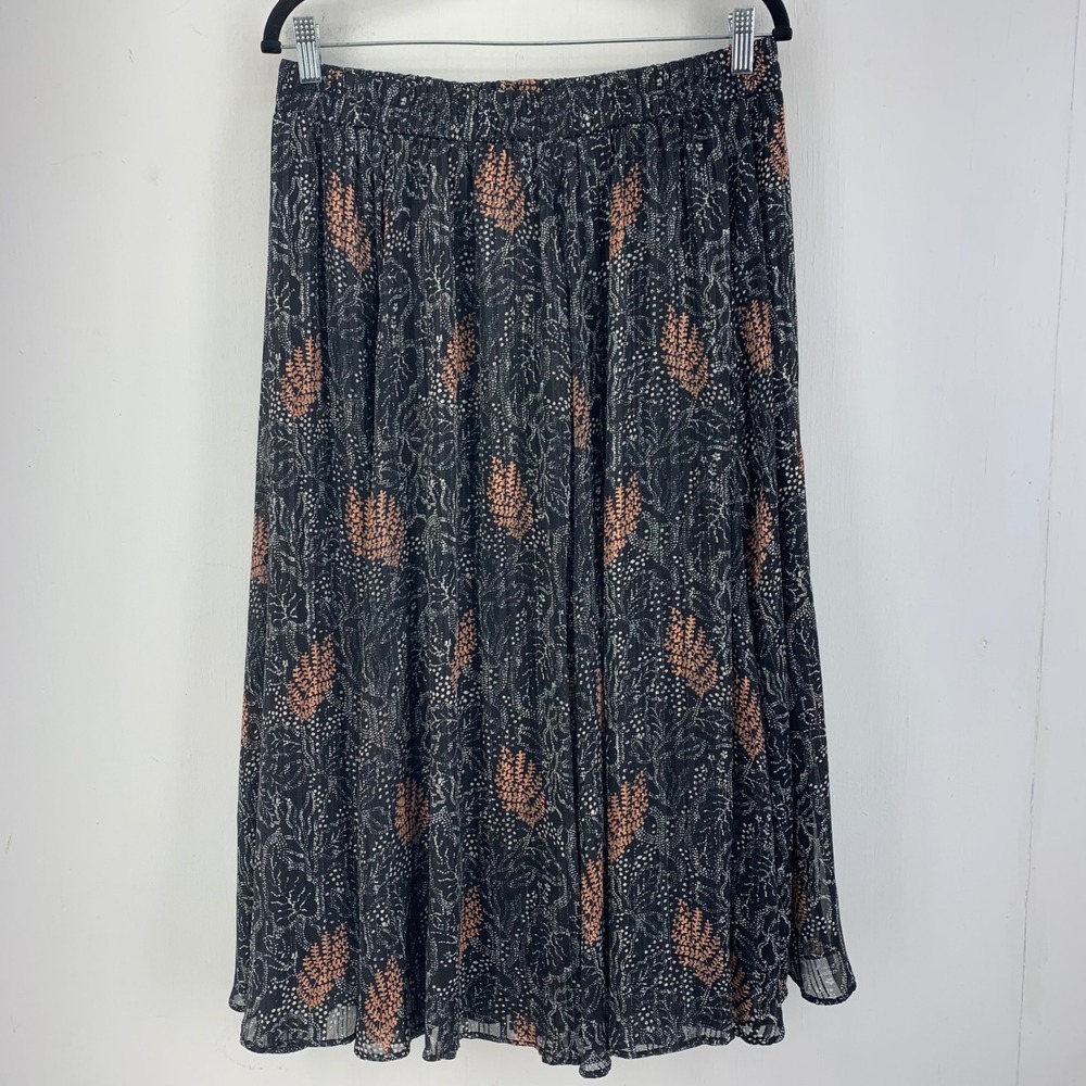 Ophelia Roe Women XL Floral Grunge Elastic Waist Midi Skirt Dark Academia Flowy